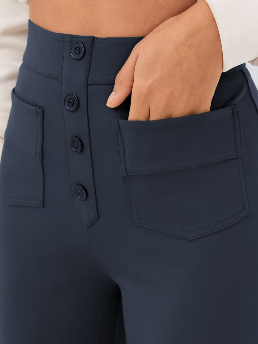 Halara DayStretch High Waisted Pockets Straight Leg Casual Pants Large #A3237 - Picture 5 of 10